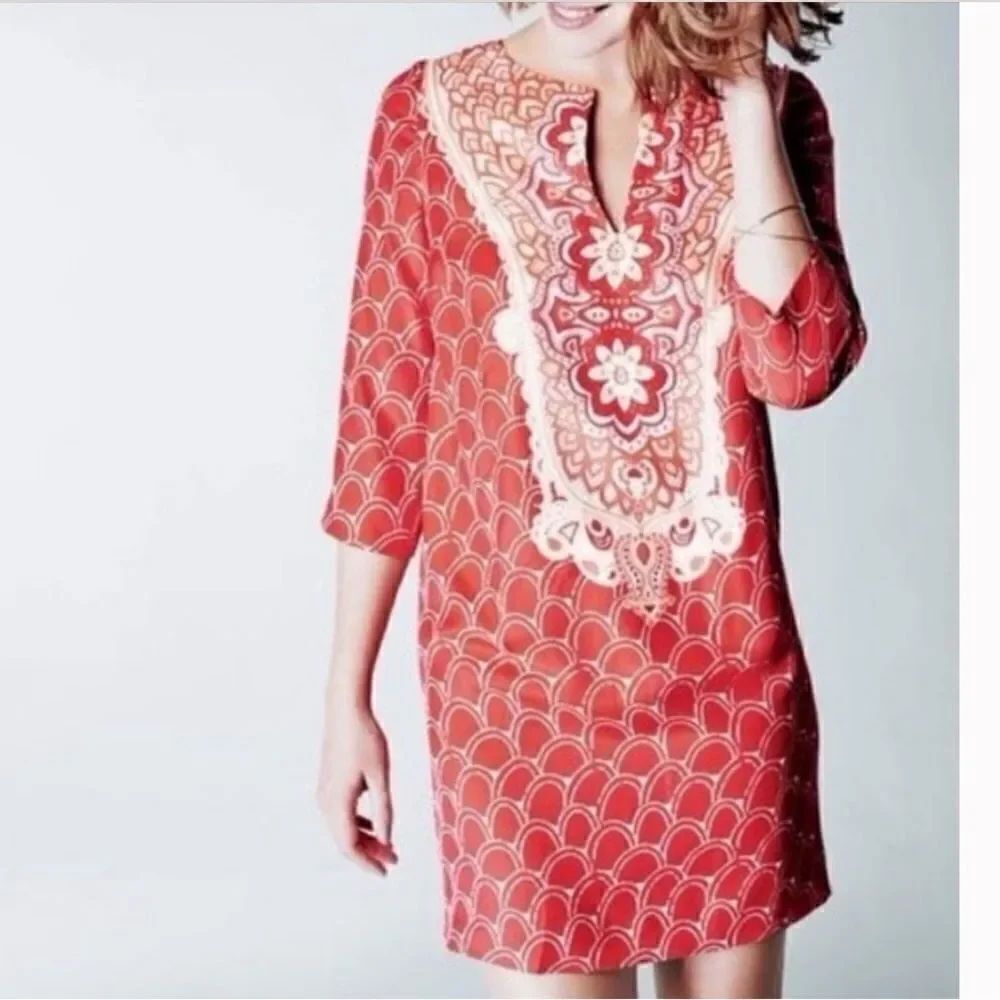 Boden Ingrid Red Silk Dress